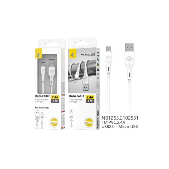 ONEPLUS FAN DATA CABLE NB1253 BL FOR MICRO USB 2.4A 1M WHITE